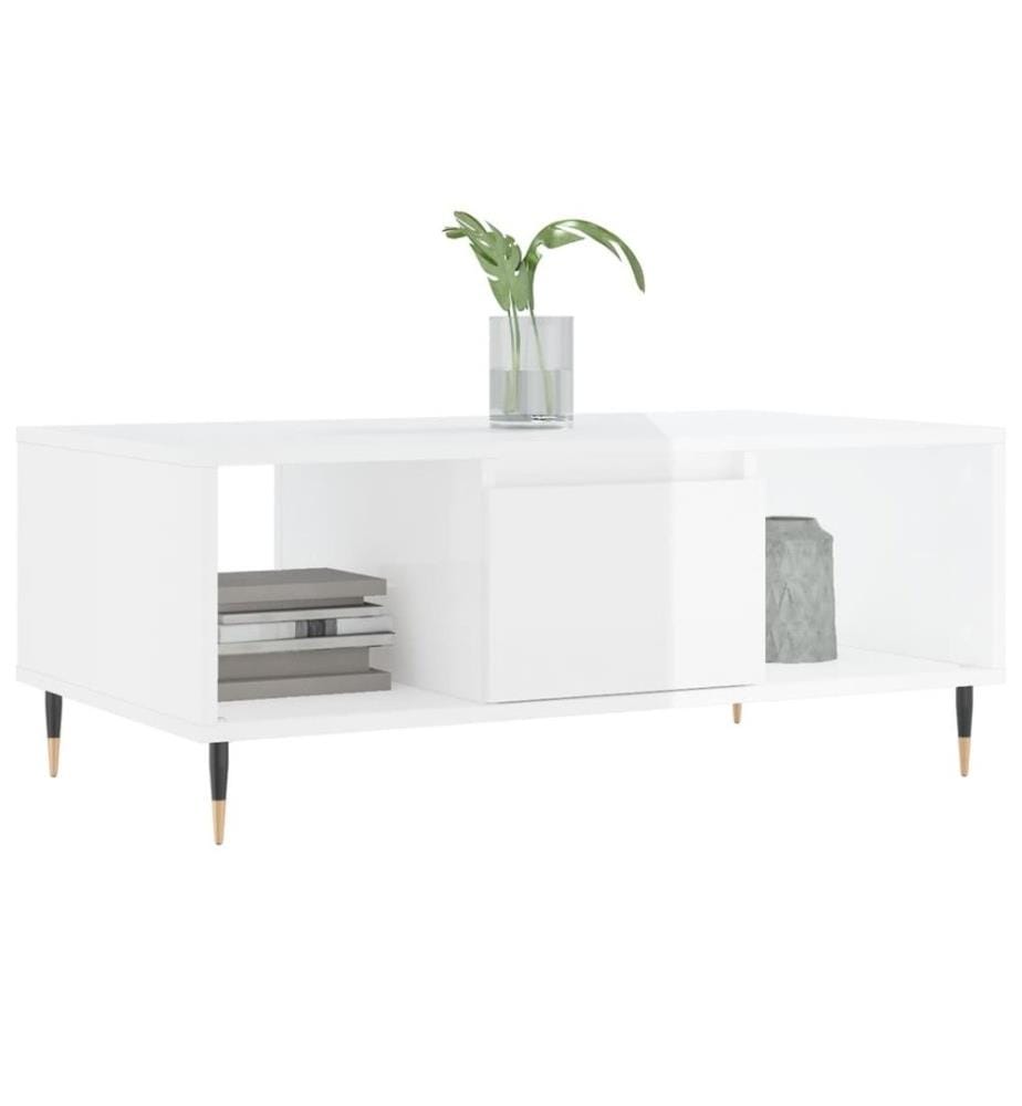 Couchtisch Hochglanz-Weiss 90x50x36,5 cm Holzwerkstoff