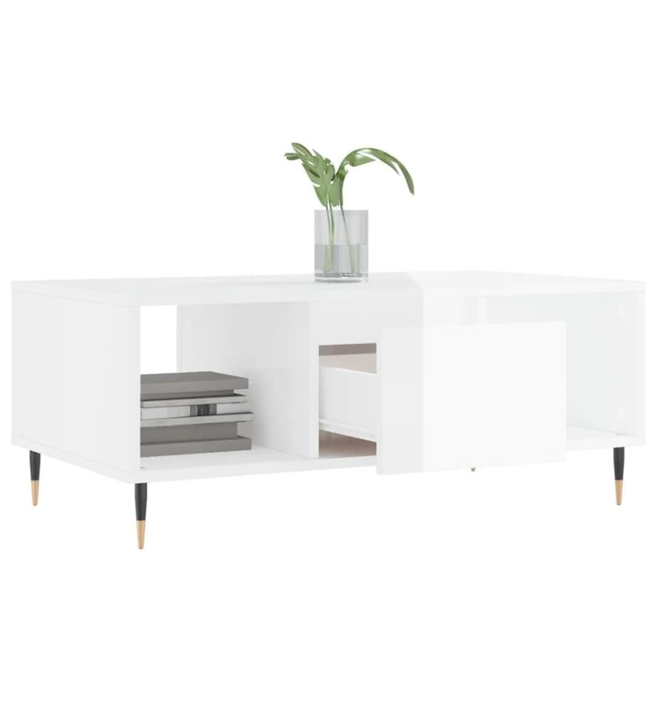 Couchtisch Hochglanz-Weiss 90x50x36,5 cm Holzwerkstoff
