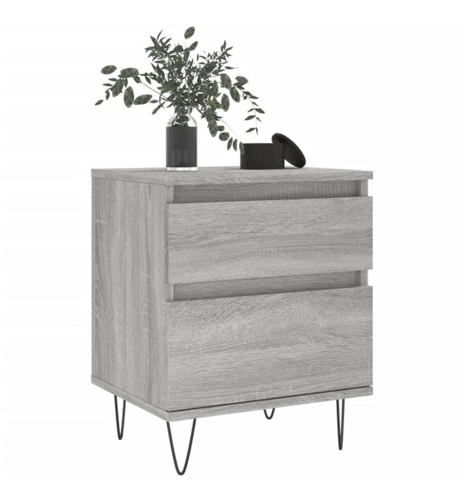 Nachttische 2 Stk. Grau Sonoma 40x35x50 cm Holzwerkstoff