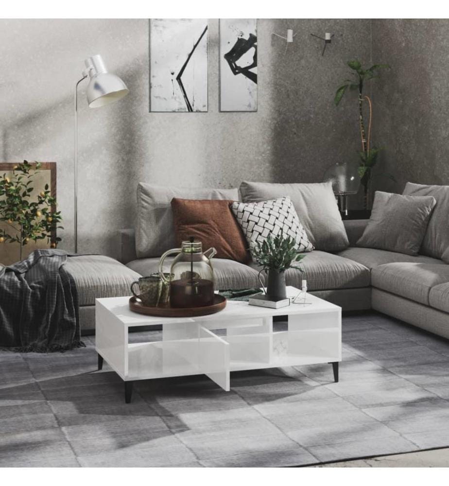 Couchtisch Hochglanz-Weiss 103,5x60x35 cm Holzwerkstoff