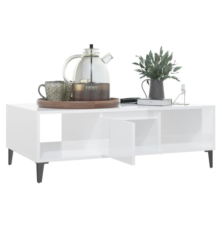 Couchtisch Hochglanz-Weiss 103,5x60x35 cm Holzwerkstoff