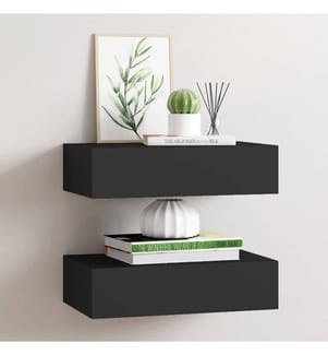 Wandregale mit Schubladen 2 Stk. Schwarz 40x23,5x10 cm MDF