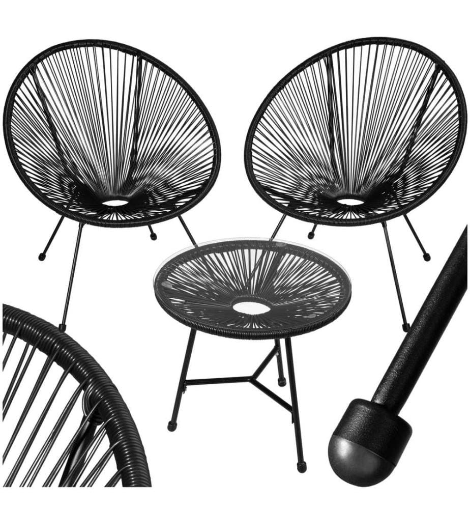 2 Gartenstühle Santana mit Tisch - schwarz
