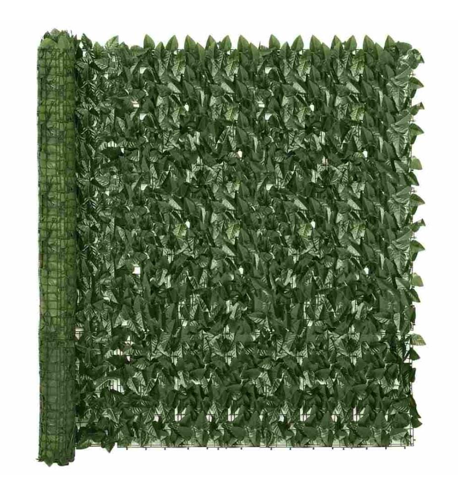 Écran de balcon avec feuilles vert foncé 500x150 cm