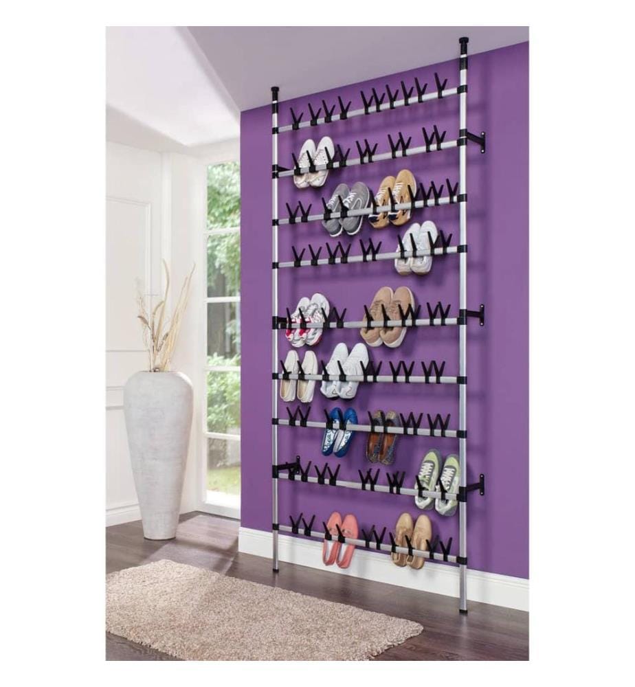 Teleskop-Schuhregal mit Stangen Aluminium