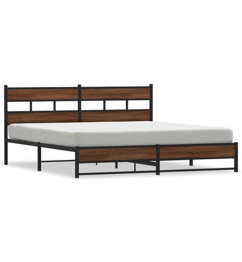 Metallbett ohne Matratze Braun Eichen-Optik 180x200 cm