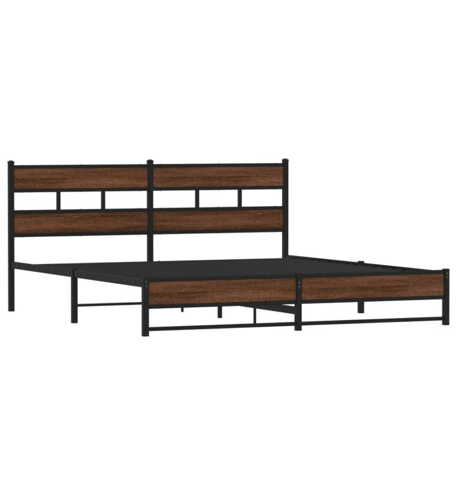 Metallbett ohne Matratze Braun Eichen-Optik 180x200 cm