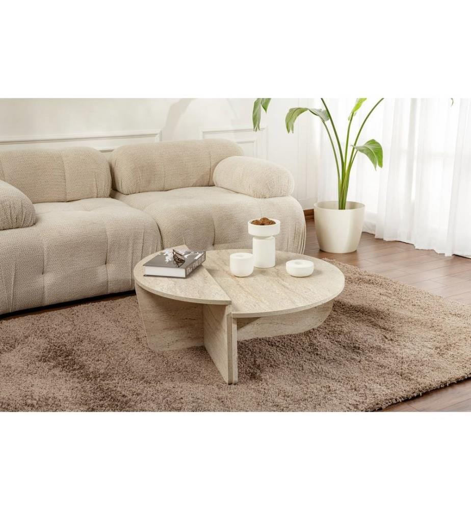 Couchtisch Orion - Travertin und Marmor