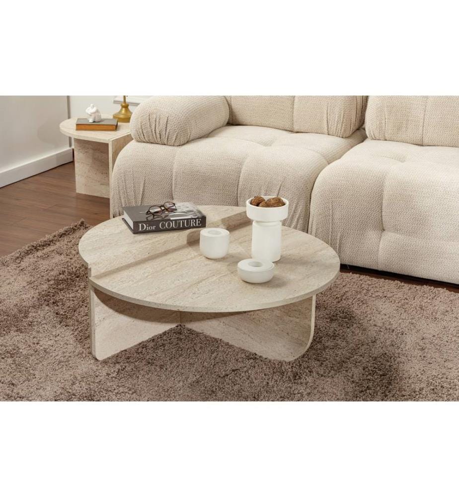 Couchtisch Orion - Travertin und Marmor