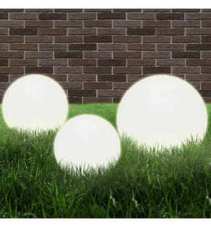 LED-Gartenleuchten-Set 3-tlg. Kugelförmig 20/30/40 cm PMMA