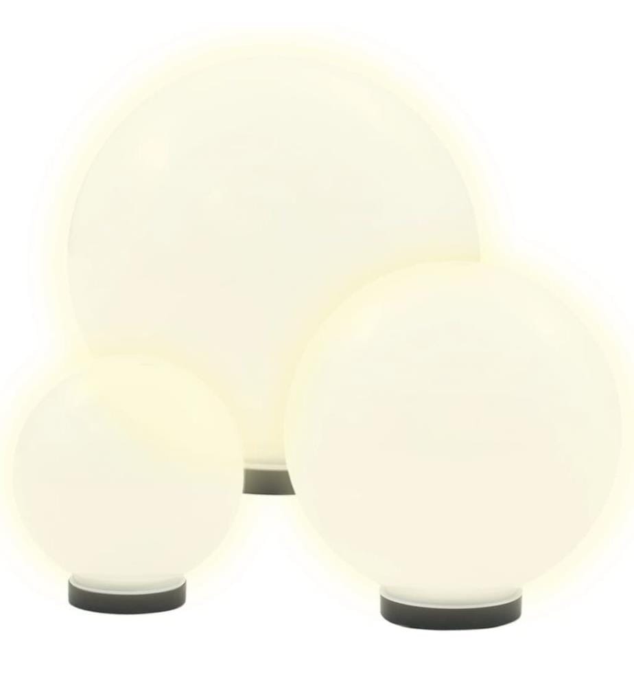 LED-Gartenleuchten-Set 3-tlg. Kugelförmig 20/30/40 cm PMMA