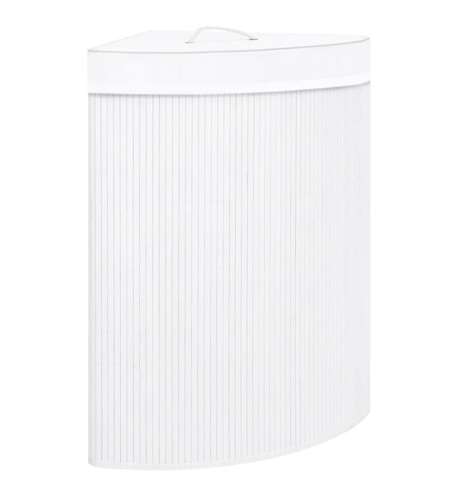 Eck-Wäschekorb Bambus Weiss 60 L