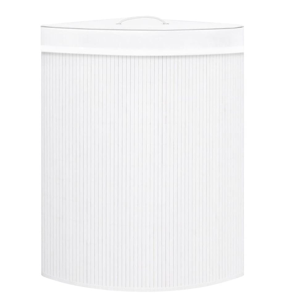Eck-Wäschekorb Bambus Weiss 60 L