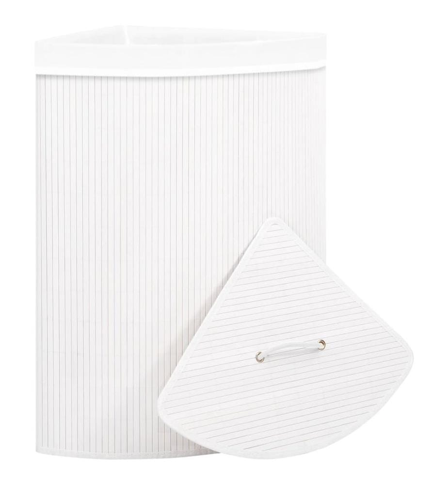 Eck-Wäschekorb Bambus Weiss 60 L