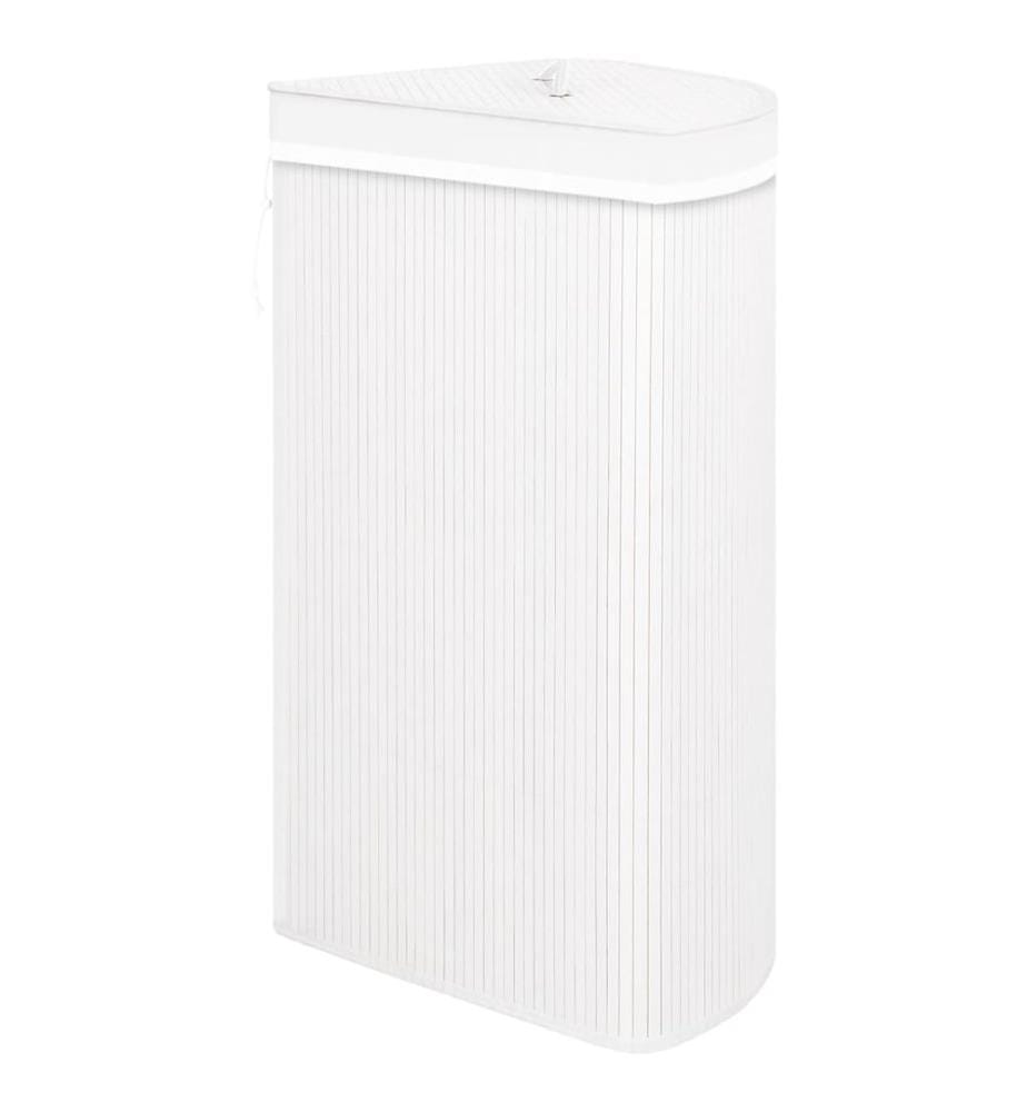 Eck-Wäschekorb Bambus Weiss 60 L