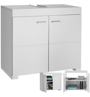 Waschbeckenunterschrank Idris, 2 Fächer, Belastbarkeit 35 kg - weiss