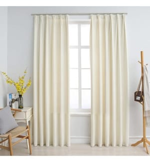 Verdunkelungsvorhänge mit Haken 2 Stk. Samt Creme 140x225cm