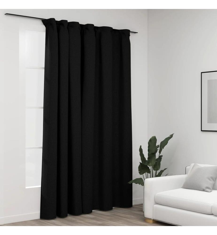 Verdunkelungsvorhang mit Haken Leinenoptik Anthrazit 290x245 cm