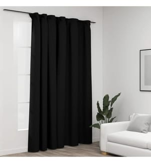 Verdunkelungsvorhang mit Haken Leinenoptik Anthrazit 290x245 cm