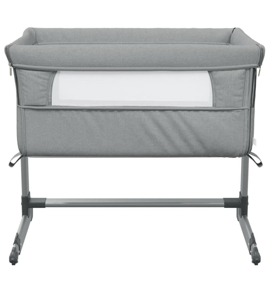 Lit pour bébé avec matelas Gris clair Tissu de lin