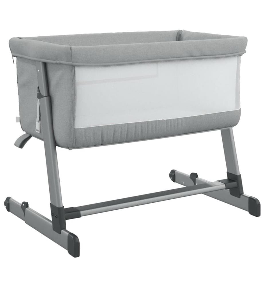 Lit pour bébé avec matelas Gris clair Tissu de lin