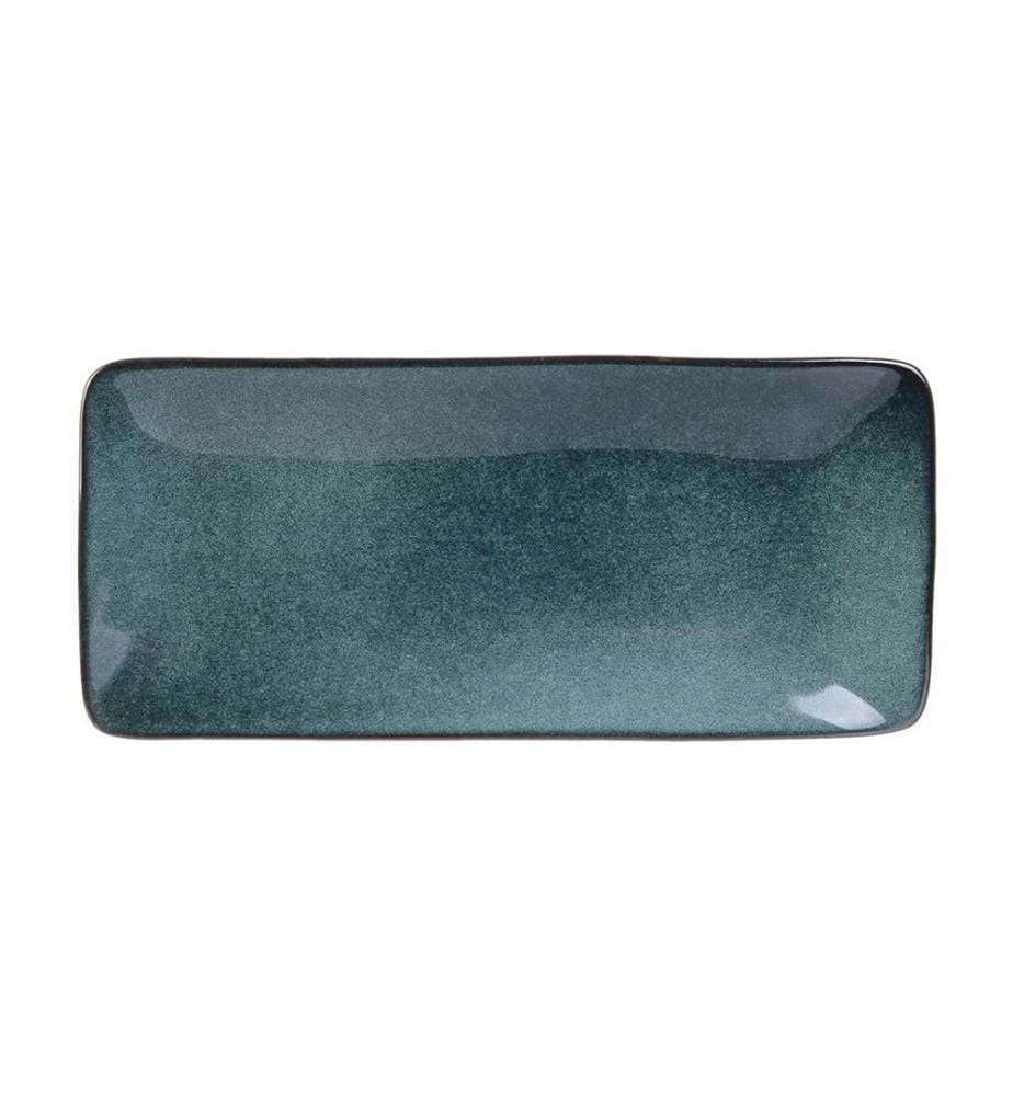 Rechteckige Schale 10X22 Cm Steinzeug - Blau