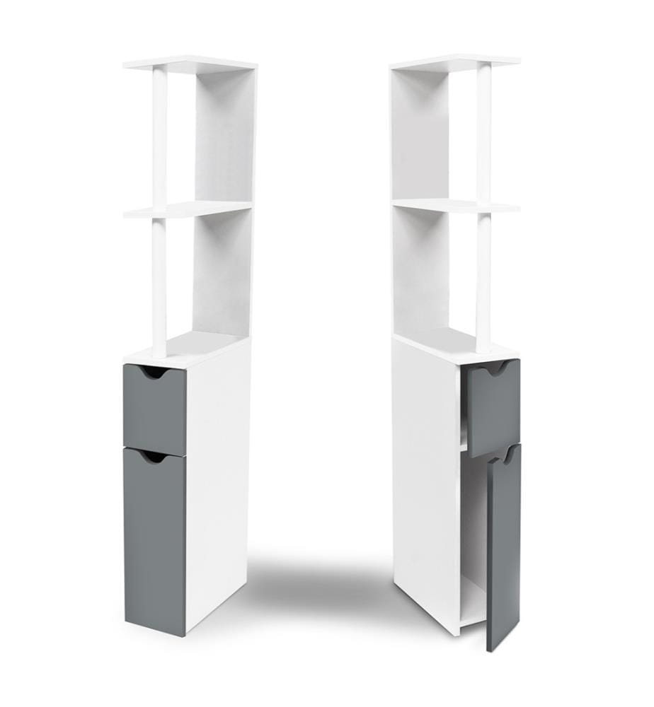 WC-Möbel mit Regalen - Weiss + 2 Türen 118cm - Grau