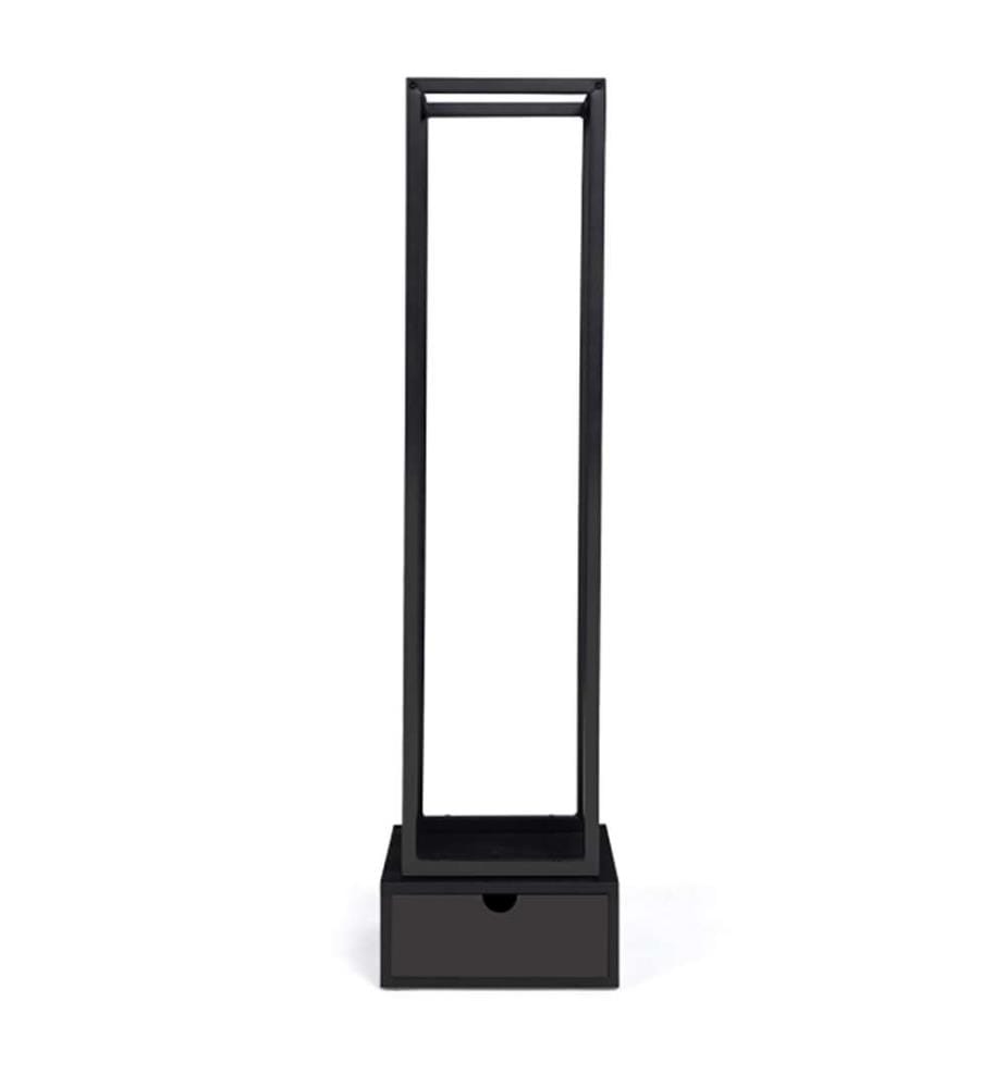 Vertikaler Kaminholzständer mit Schublade 125cm - Schwarz