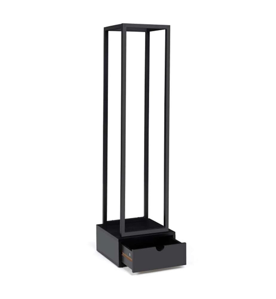Vertikaler Kaminholzständer mit Schublade 125cm - Schwarz