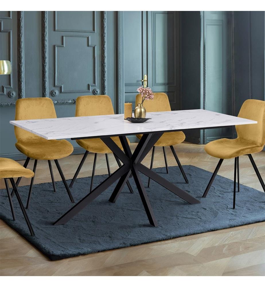 Glam 160cm Dining Table - Black and White