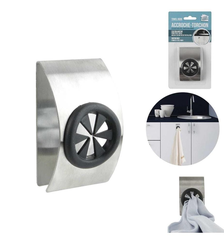 Geschirrtuchhaken Edelstahl Klebstoff M24 - Silber
