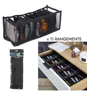 Lot de 2 x 11 Rangements 32cm - Noir