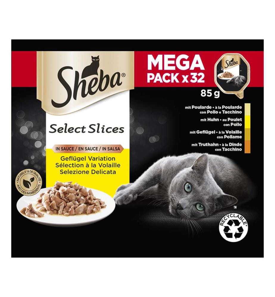 Sheba Megapack Selection in Sauce Geflügel Variation Schale - 32x 85g