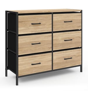 Kommode Iris 6 Schubladen - Braun und Schwarz