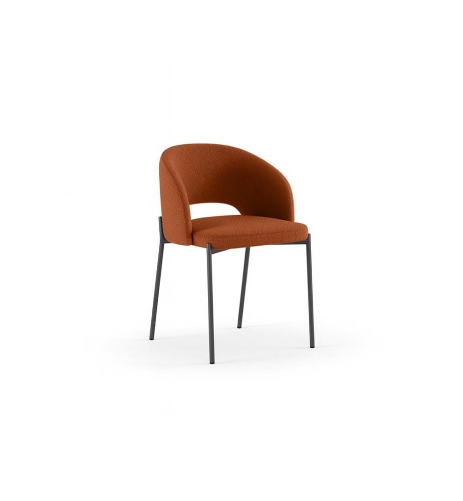 Lot de 2 chaises Greta en tissu 55x52x78 cm - Orange et Anthracite