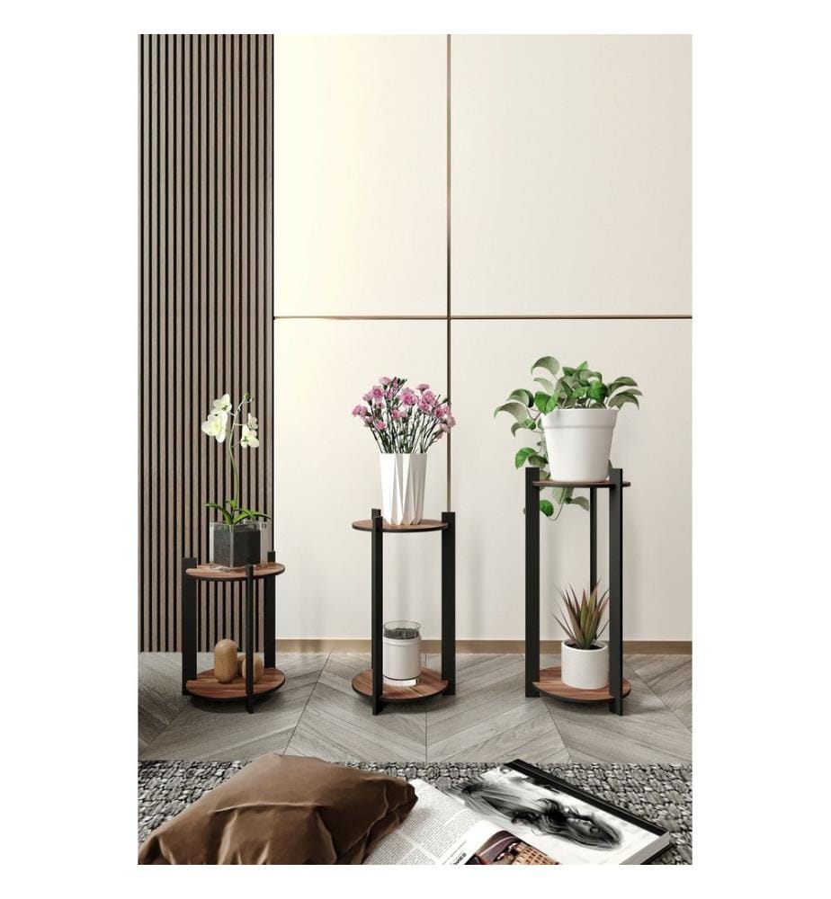 Pflanzenständer aus Holz, Nussbaum, 100 % MDF, Holzbeine