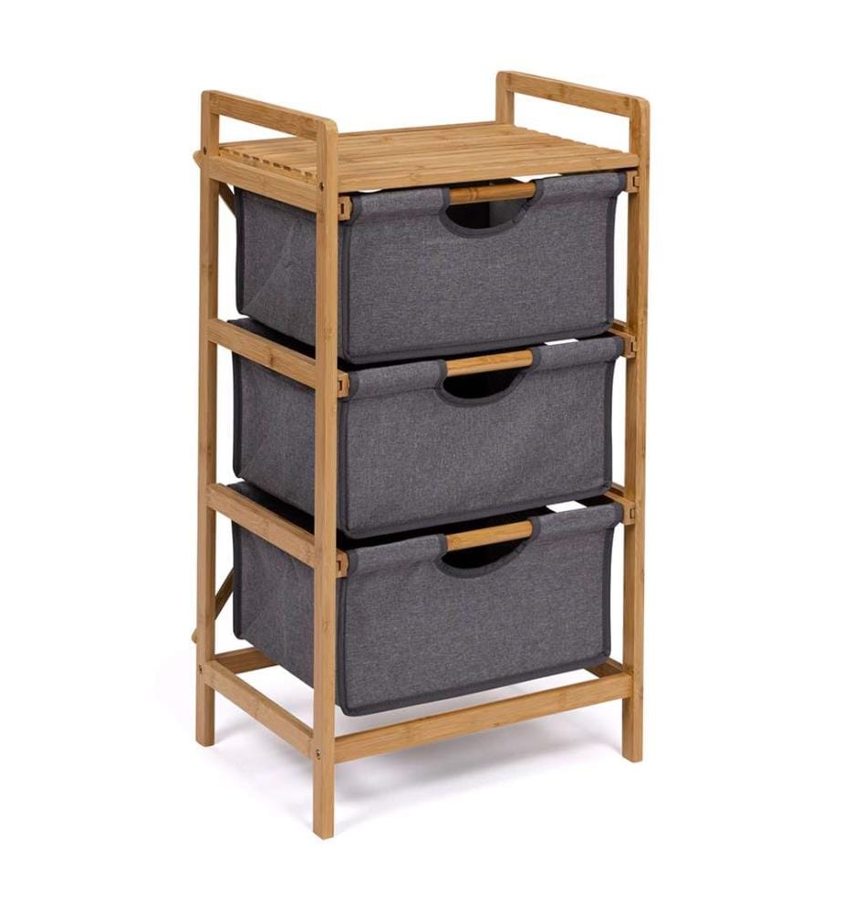 Maya Multi-Stauraummöbel mit 3 Schubladen in Stoff 44x34x80cm - Braun