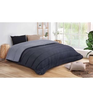 Couette Double Extra-Chaude 4 Saisons 220x240cm - Microfibres 200 + 300 G/M2 - Gris