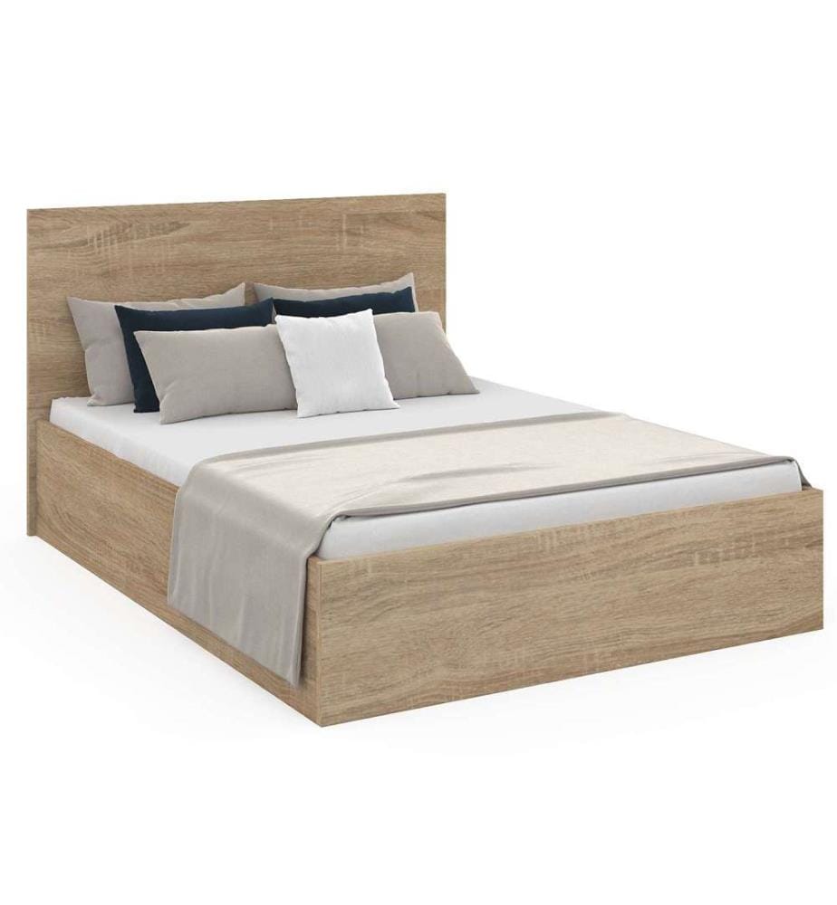 Lit coffre Sicilia avec sommier et tête de lit 140 x 190 cm - Brun