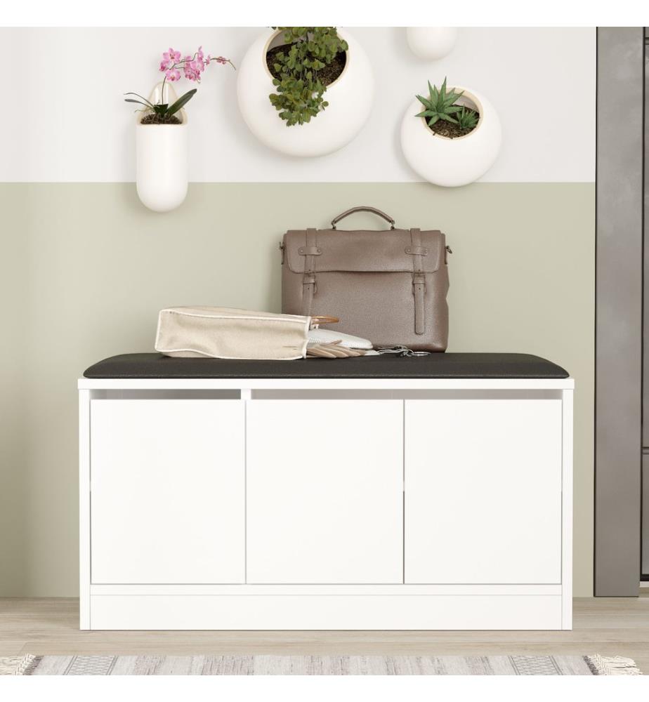 Schuhschrank, weiss, melaminbeschichtete Spanplatte