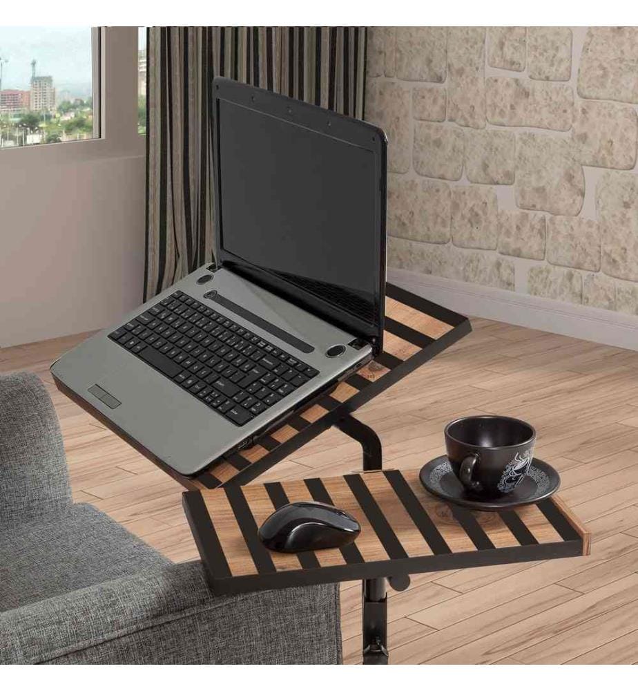 Bureau debout pour ordinateur portable, pin atlantique noir, panneau de particules mélaminé
