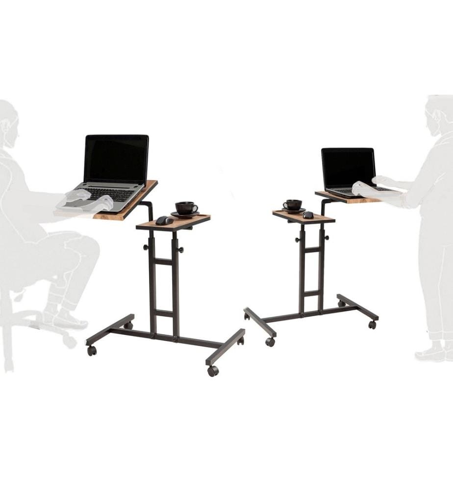 Bureau debout pour ordinateur portable, pin atlantique noir, panneau de particules mélaminé