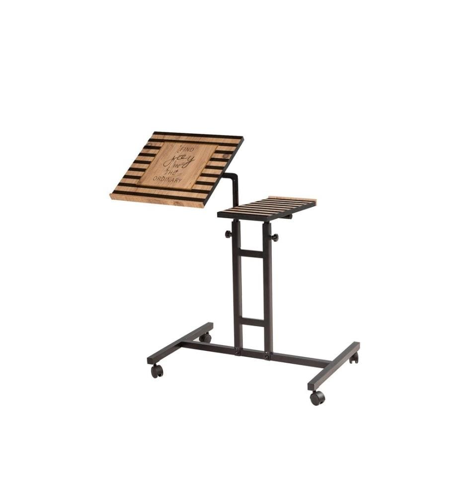 Bureau debout pour ordinateur portable, pin atlantique noir, panneau de particules mélaminé