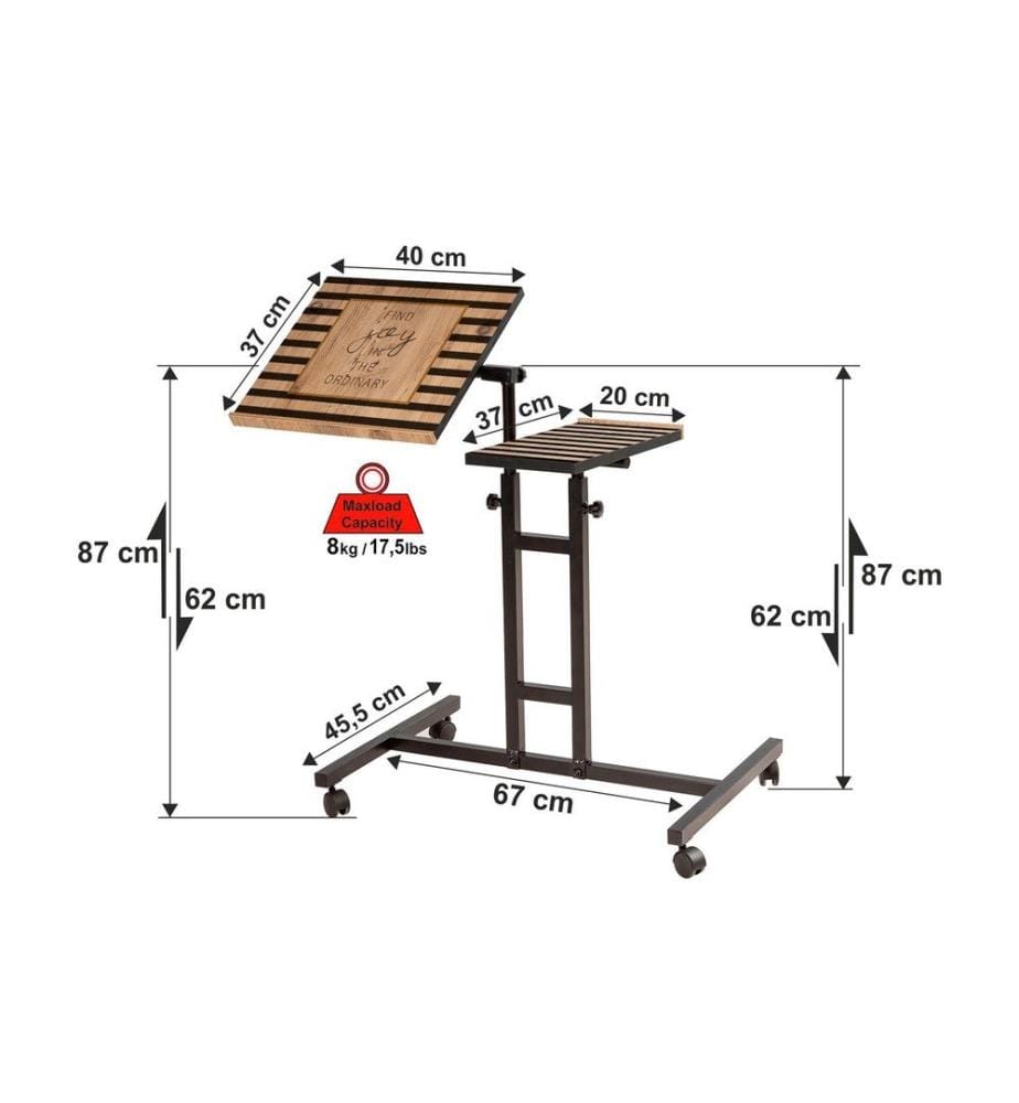 Bureau debout pour ordinateur portable, pin atlantique noir, panneau de particules mélaminé