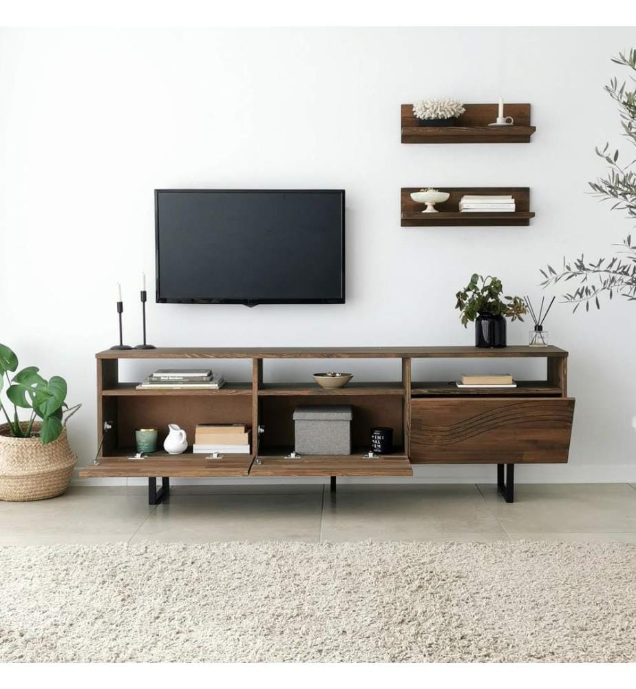 Nussbaumfarbe, Tv Schränke, 15X50X12 cm, Kiefer Massivholz