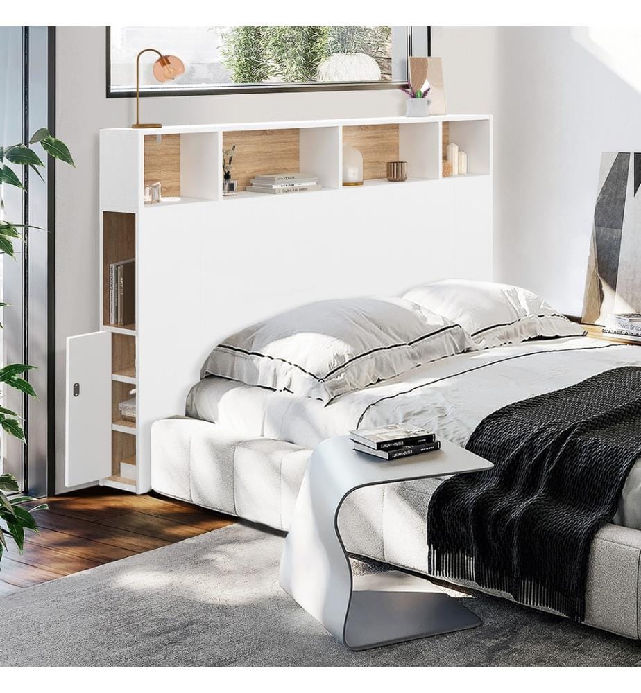 Kopfteil Léohe mit Stauraum 145cm - Weiss und Braun