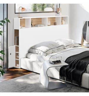 Kopfteil Léohe mit Stauraum 145cm - Weiss und Braun