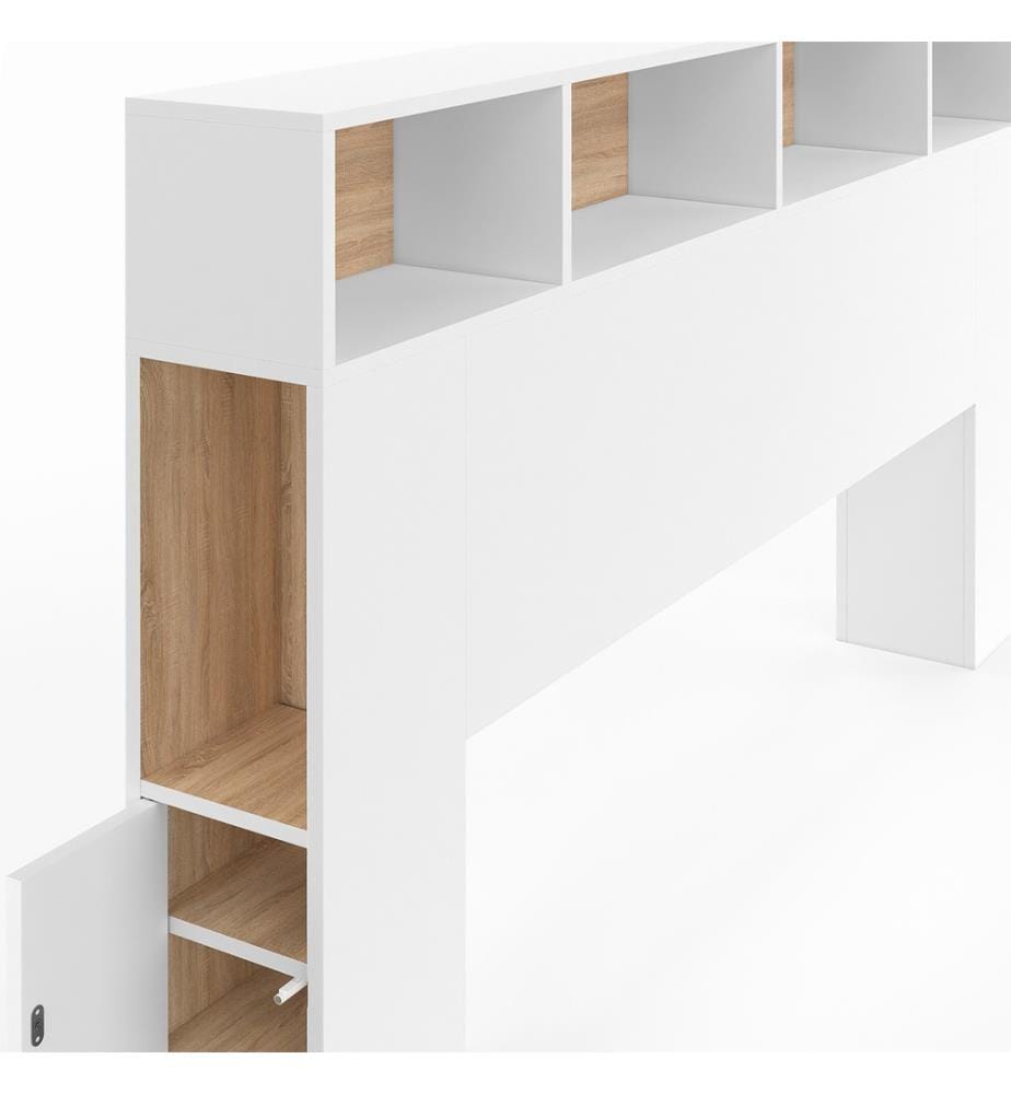 Kopfteil Léohe mit Stauraum 145cm - Weiss und Braun
