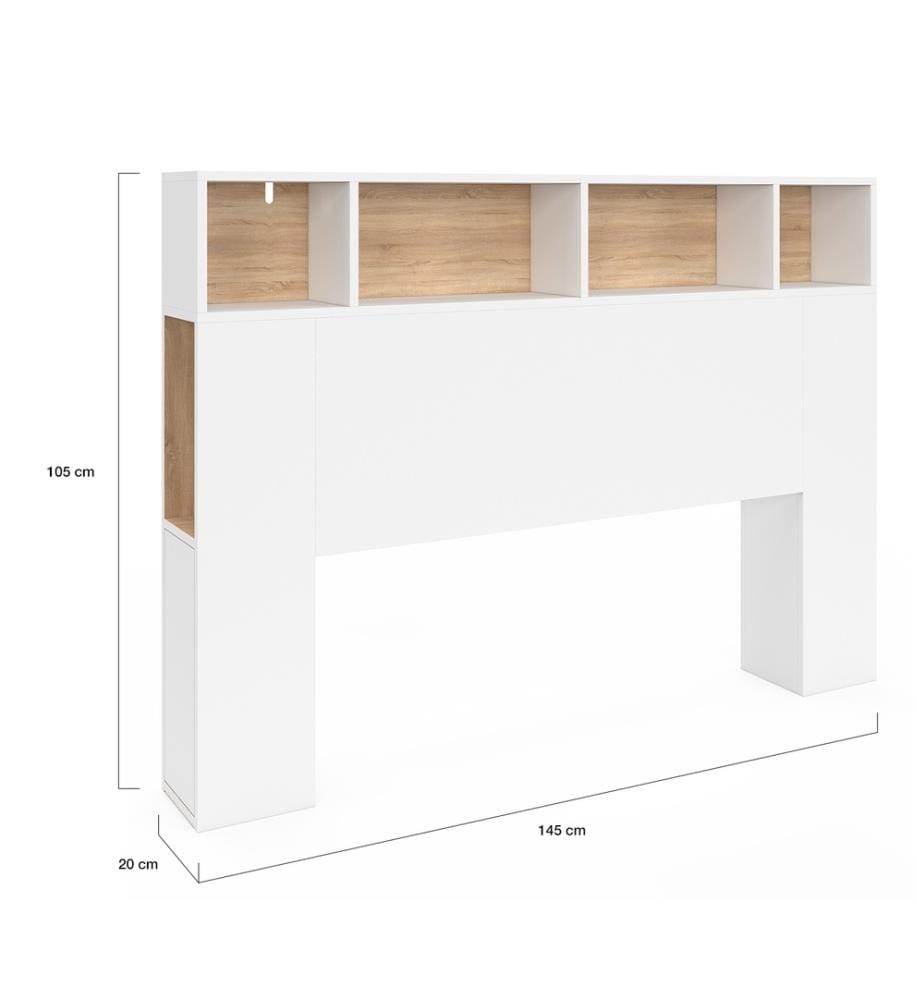 Kopfteil Léohe mit Stauraum 145cm - Weiss und Braun