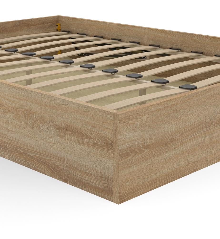 Lit coffre Malta en bois avec sommier 160x200cm - Brun